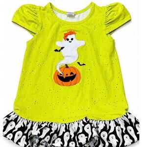 Ricrac & Ruffles Girls Halloween Ghost Pumpkin Tunic Dress Size 5 Boutique